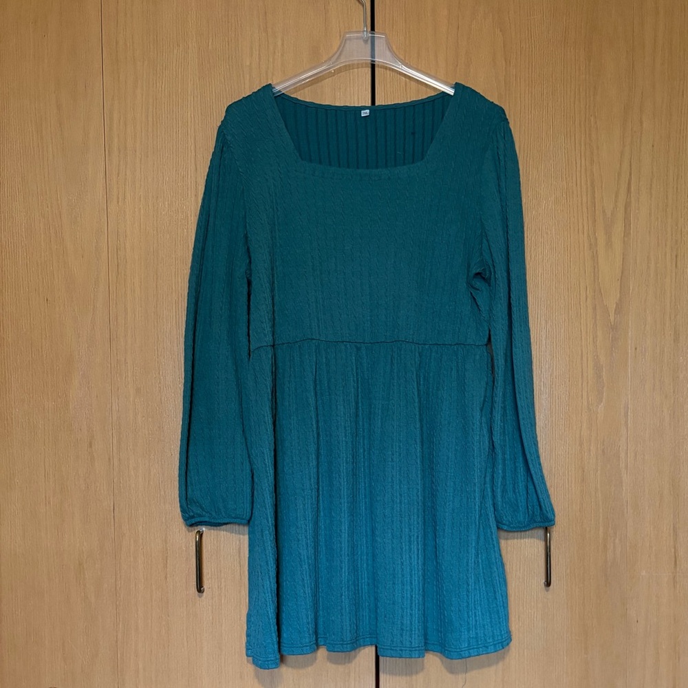 Teal Long Sleeve Knit Dress